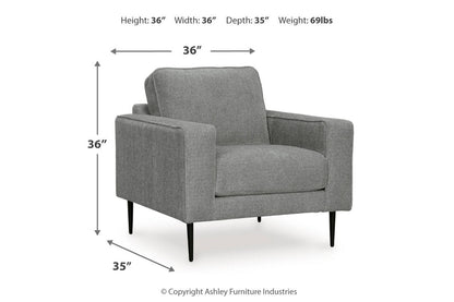 Hazela Charcoal Chair and Ottoman -  Ashley - Luna Furniture