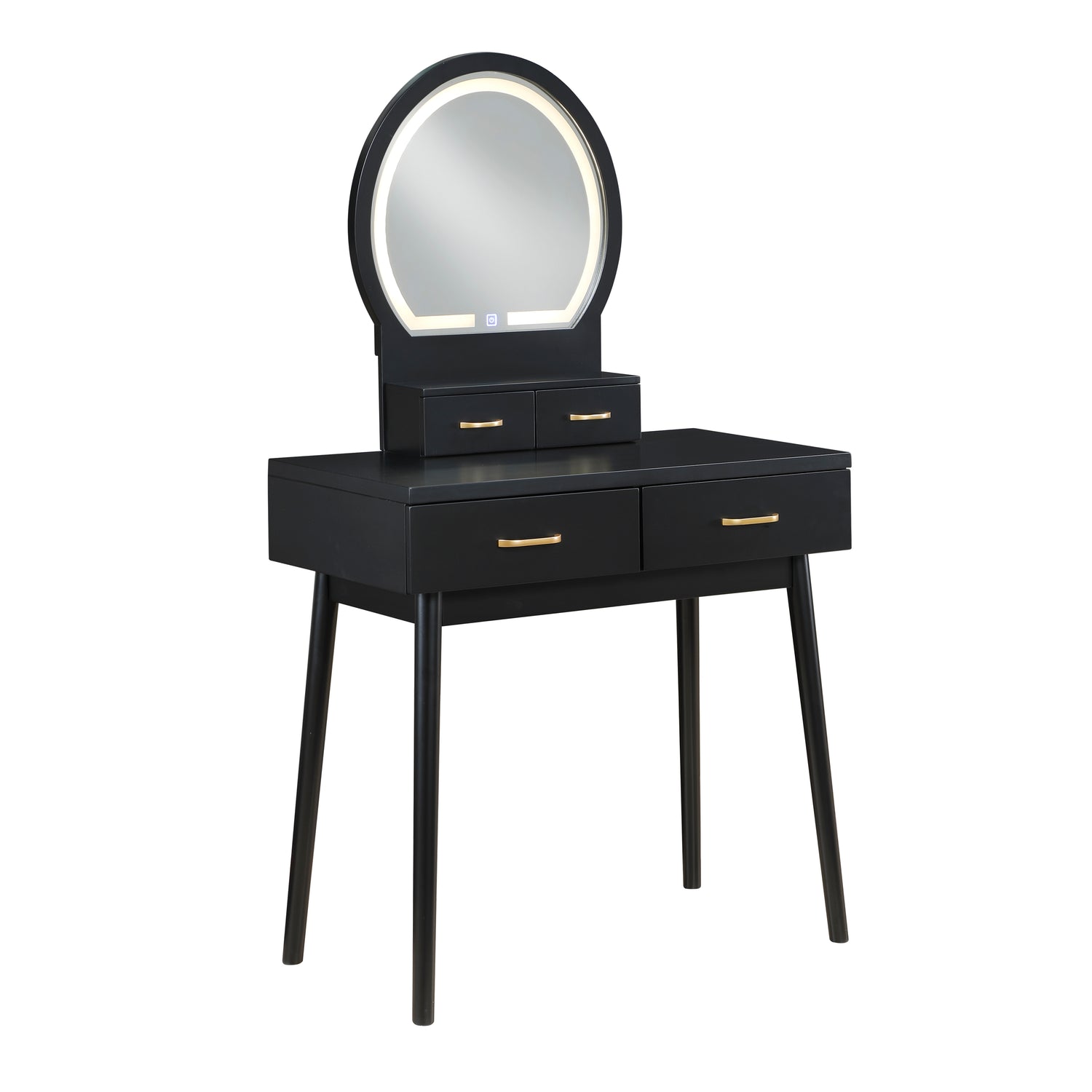 4565BK Vanity Dresser with Mirror and Stool - 4565BK
