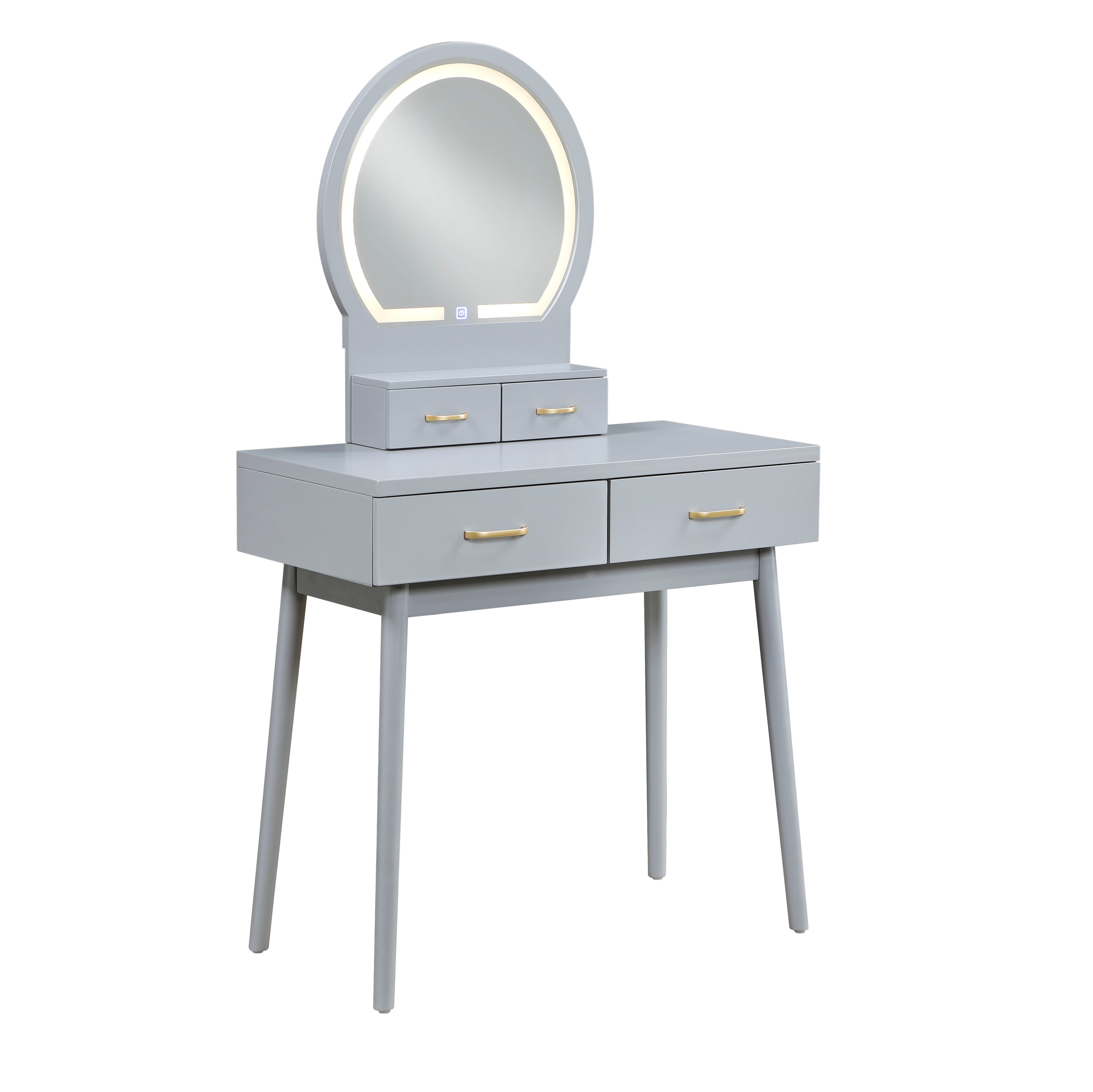 4565GY Vanity Dresser with Mirror and Stool - 4565GY
