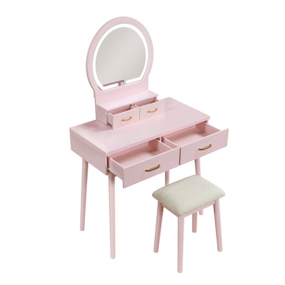 4565PK Vanity Dresser with Mirror and Stool - 4565PK