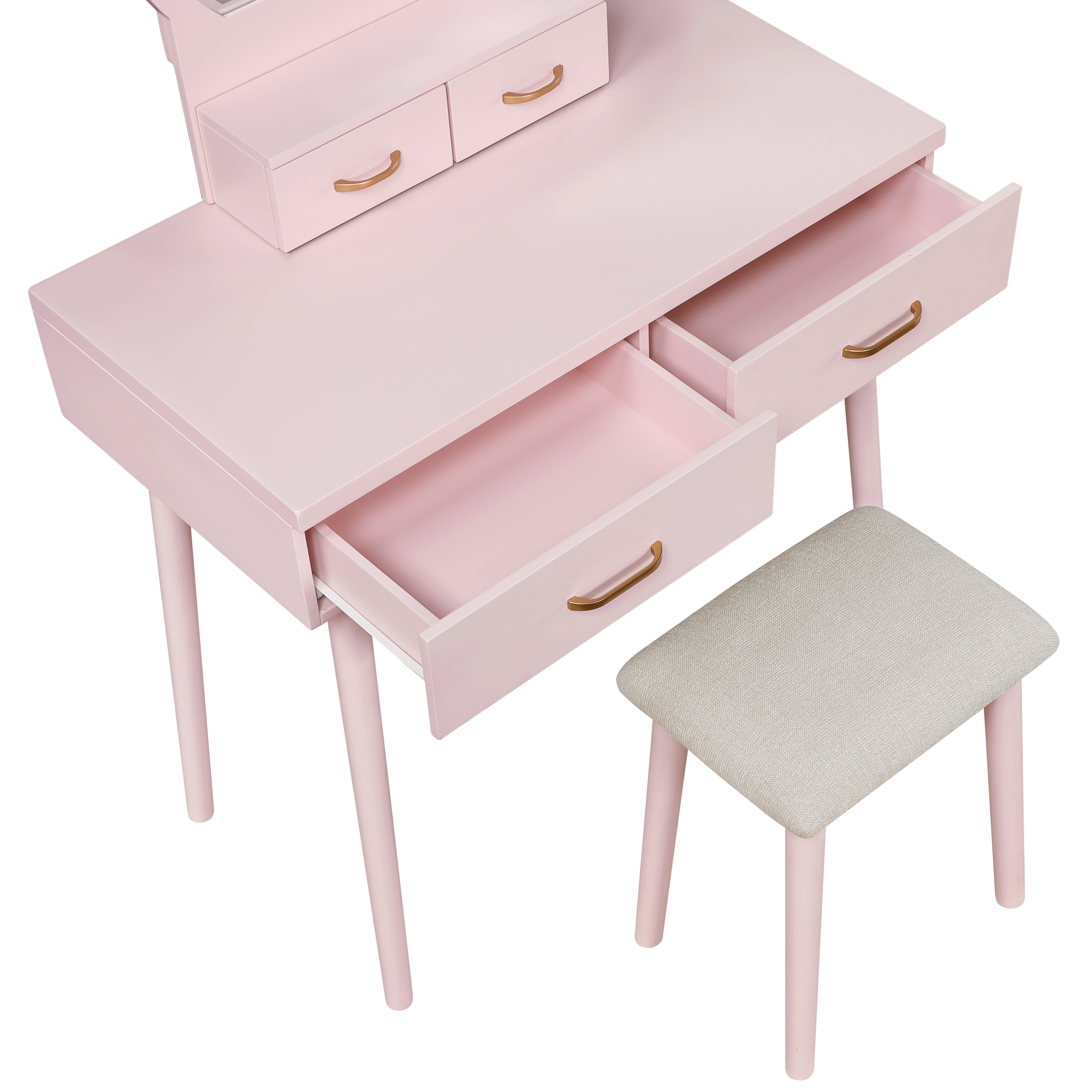 4565PK Vanity Dresser with Mirror and Stool - 4565PK
