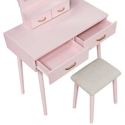 4565PK Vanity Dresser with Mirror and Stool - 4565PK