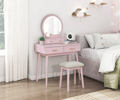 4565PK Vanity Dresser with Mirror and Stool - 4565PK