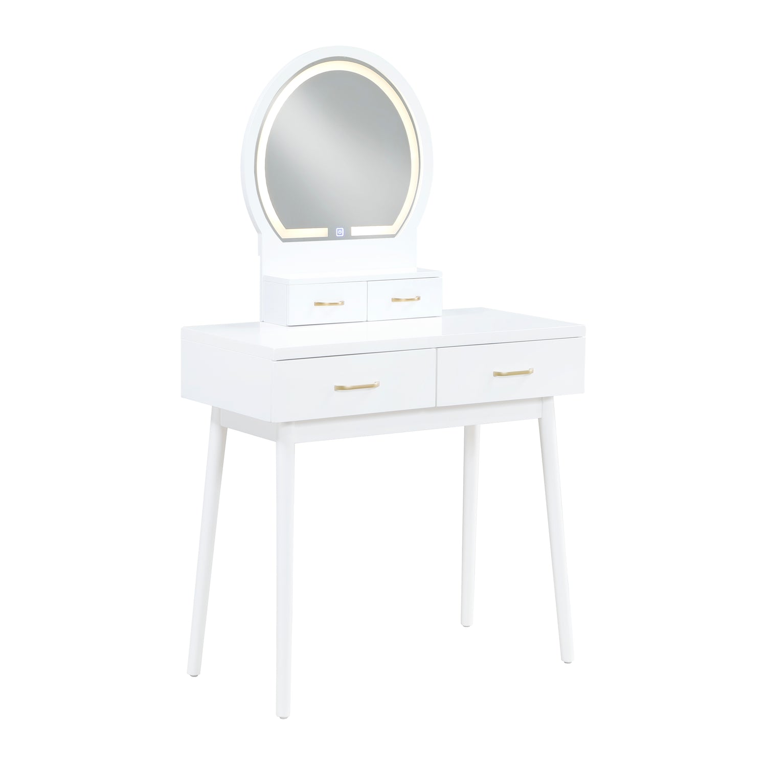 4565WH Vanity Dresser with Mirror and Stool - 4565WH
