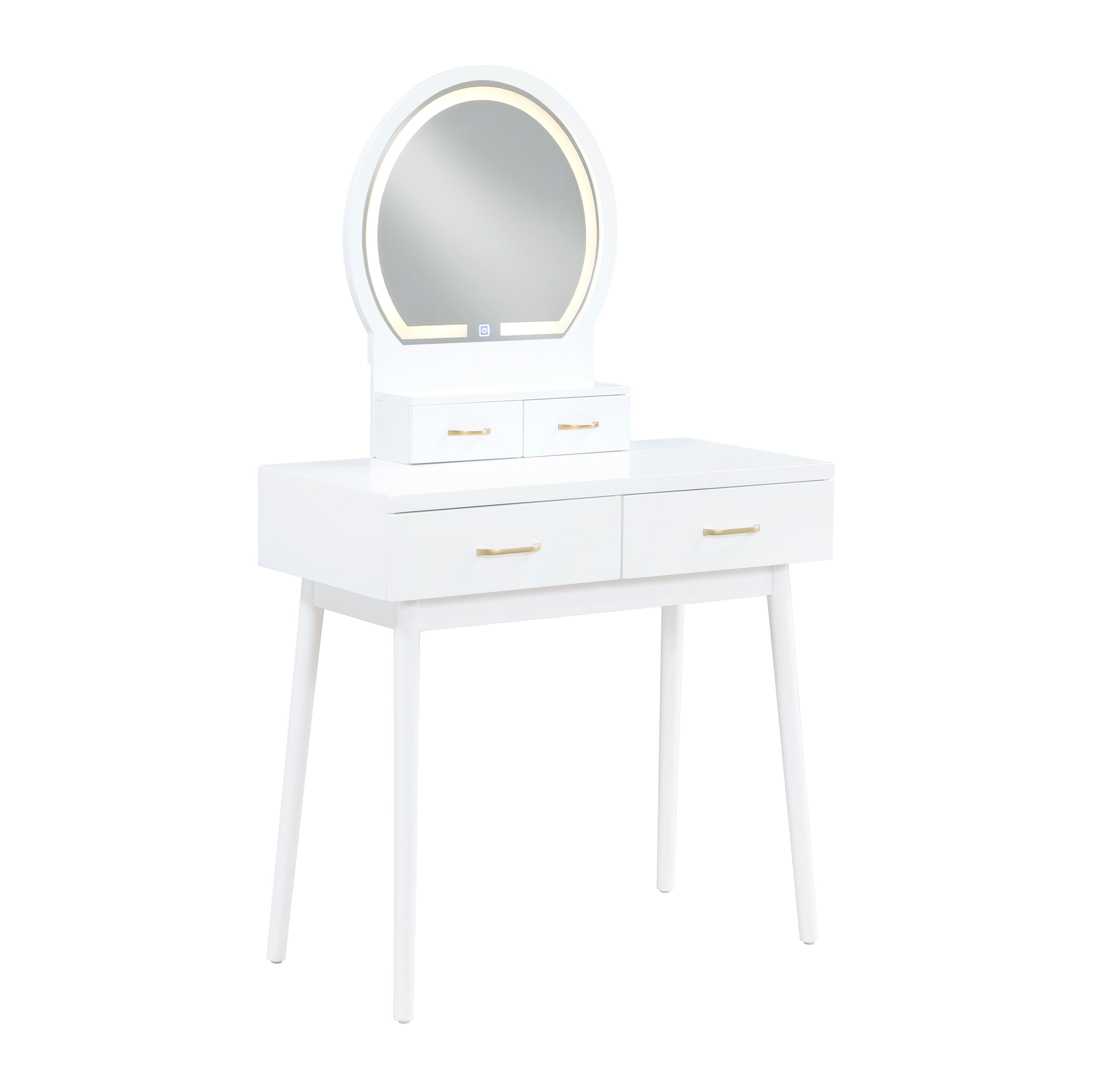 4565WH Vanity Dresser with Mirror and Stool - 4565WH