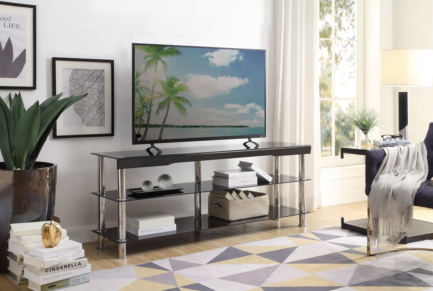 4572BK-63 TV CABINET, BLACK - 4572BK-63