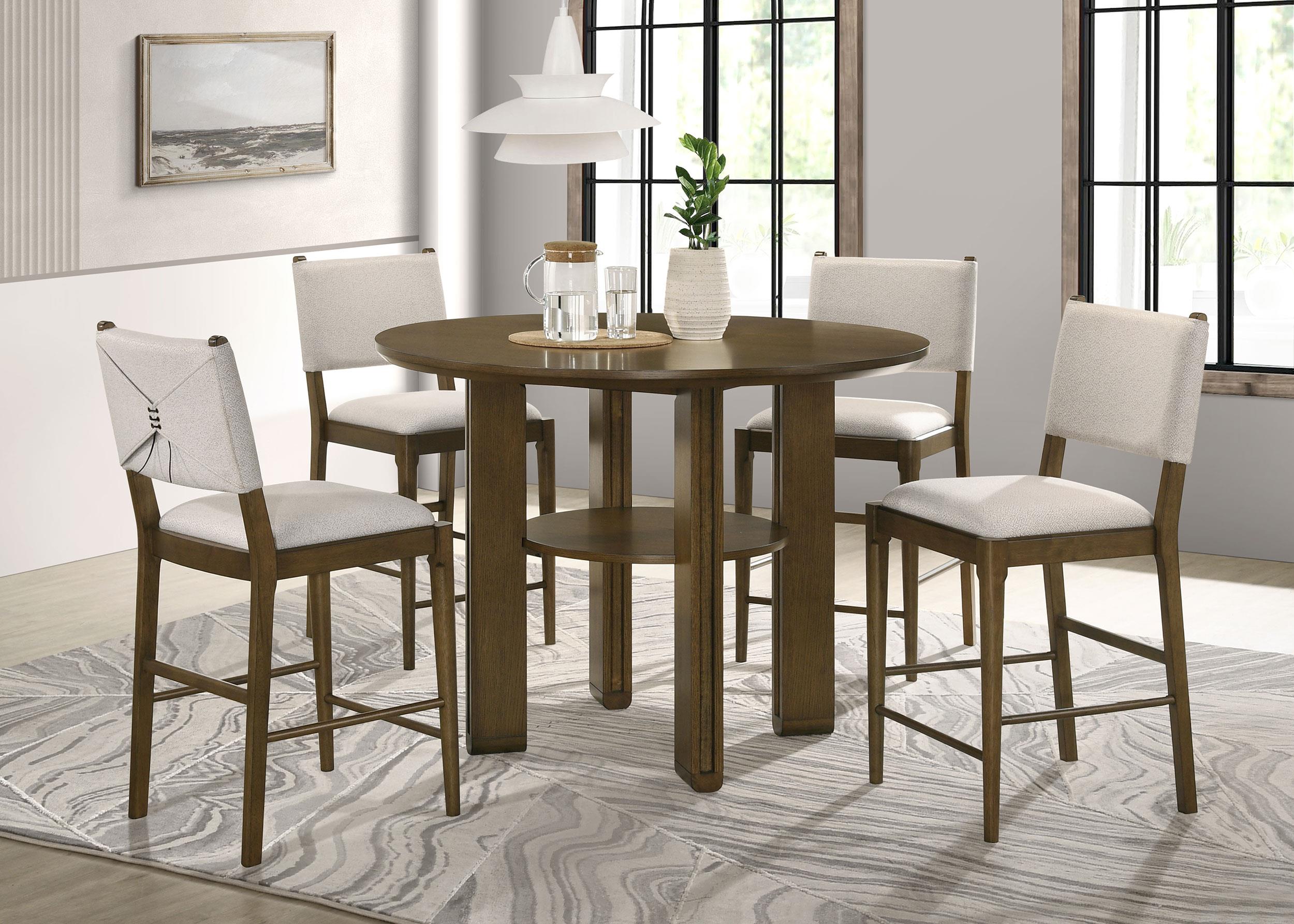 Ottowa Brown 5-piece Round Wood Counter Height Dining Room Set from Coaster - Luna Furniture