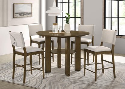 Ottowa Brown 5-piece Round Wood Counter Height Dining Room Set from Coaster - Luna Furniture