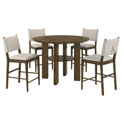5-piece Round Wood Counter Height Dining Room Set Brown - 193668-S5