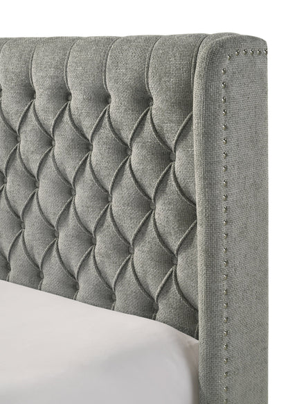 Daphne Light Gray Tweed Upholstered Queen Bed from Crown Mark - Luna Furniture