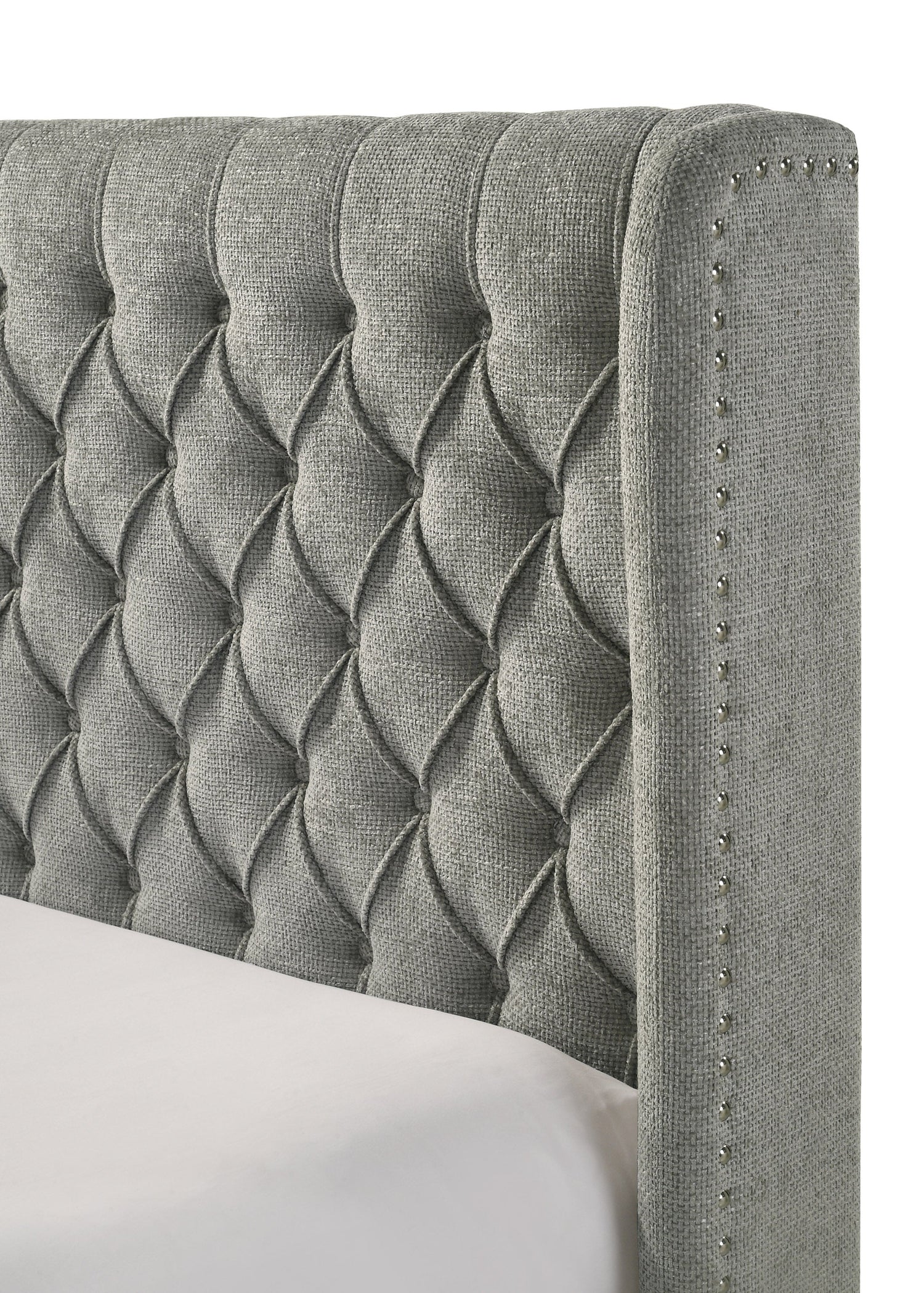 Daphne Light Gray Tweed Upholstered Queen Bed from Crown Mark - Luna Furniture