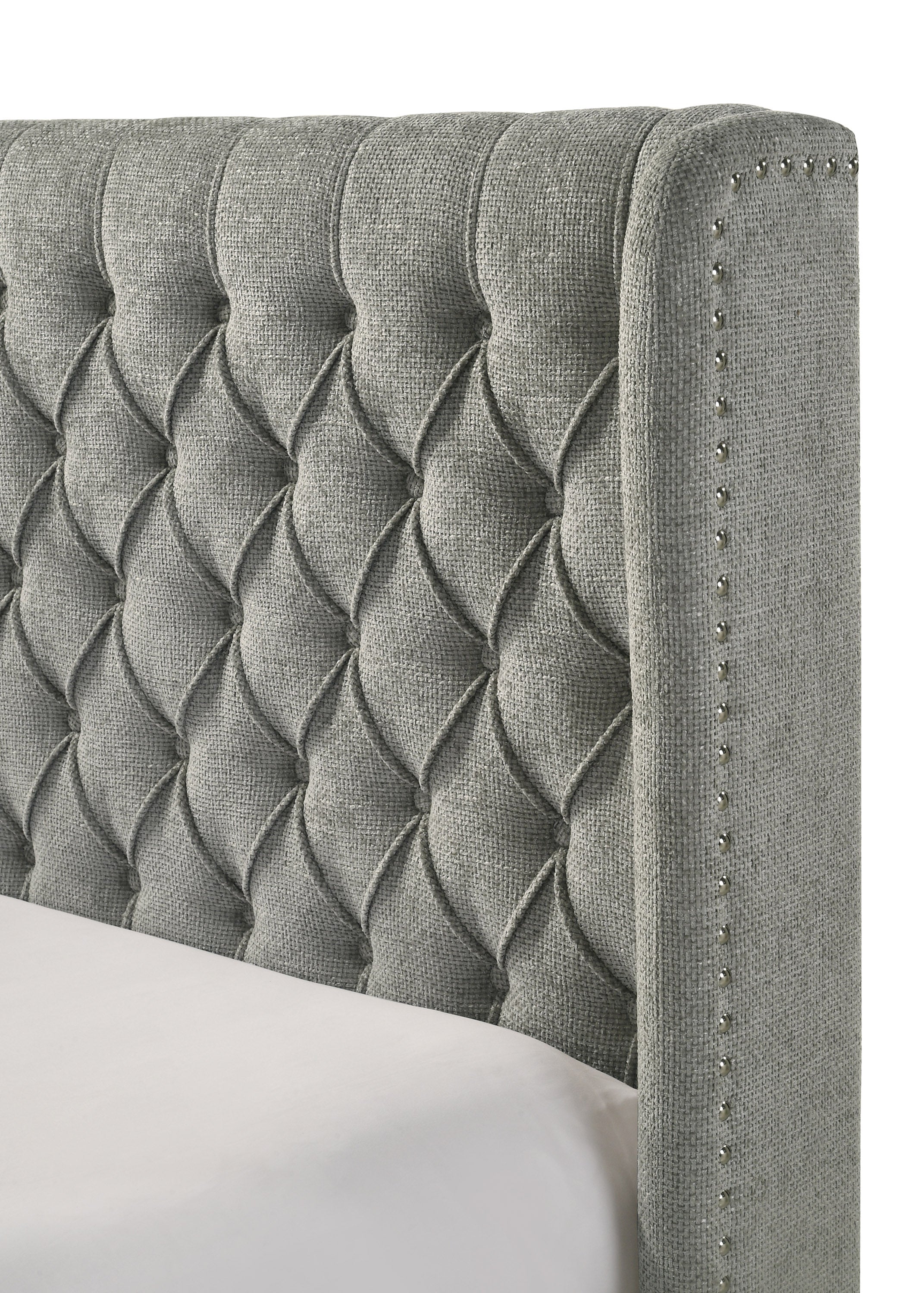 Daphne Light Gray Tweed Upholstered Queen Bed from Crown Mark - Luna Furniture