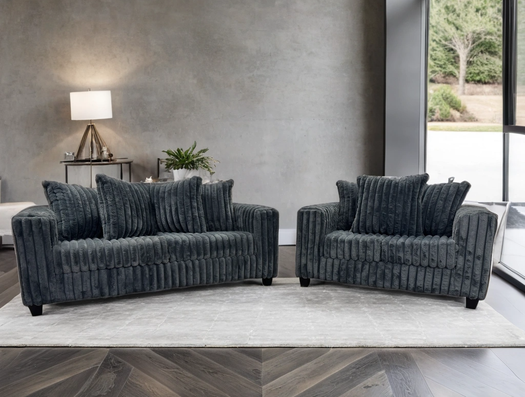 510 Charcoal - Sofa &amp; Loveseat Set - 510 Charcoal - Sofa &amp; Loveseat Set