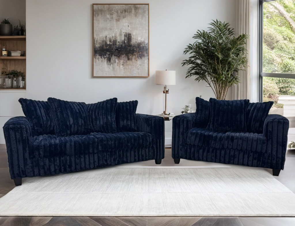 510 Navy - Sofa &amp; Loveseat Set - 510 Navy - Sofa &amp; Loveseat Set