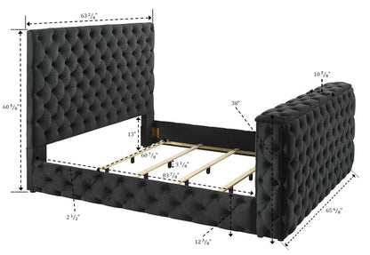 Josephine Black Queen Upholstered Panel Bed with TV Lift from Crown Mark - Luna Furniture