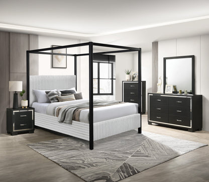 Cora Light Gray Queen Canopy Bed from Crown Mark - Luna Furniture