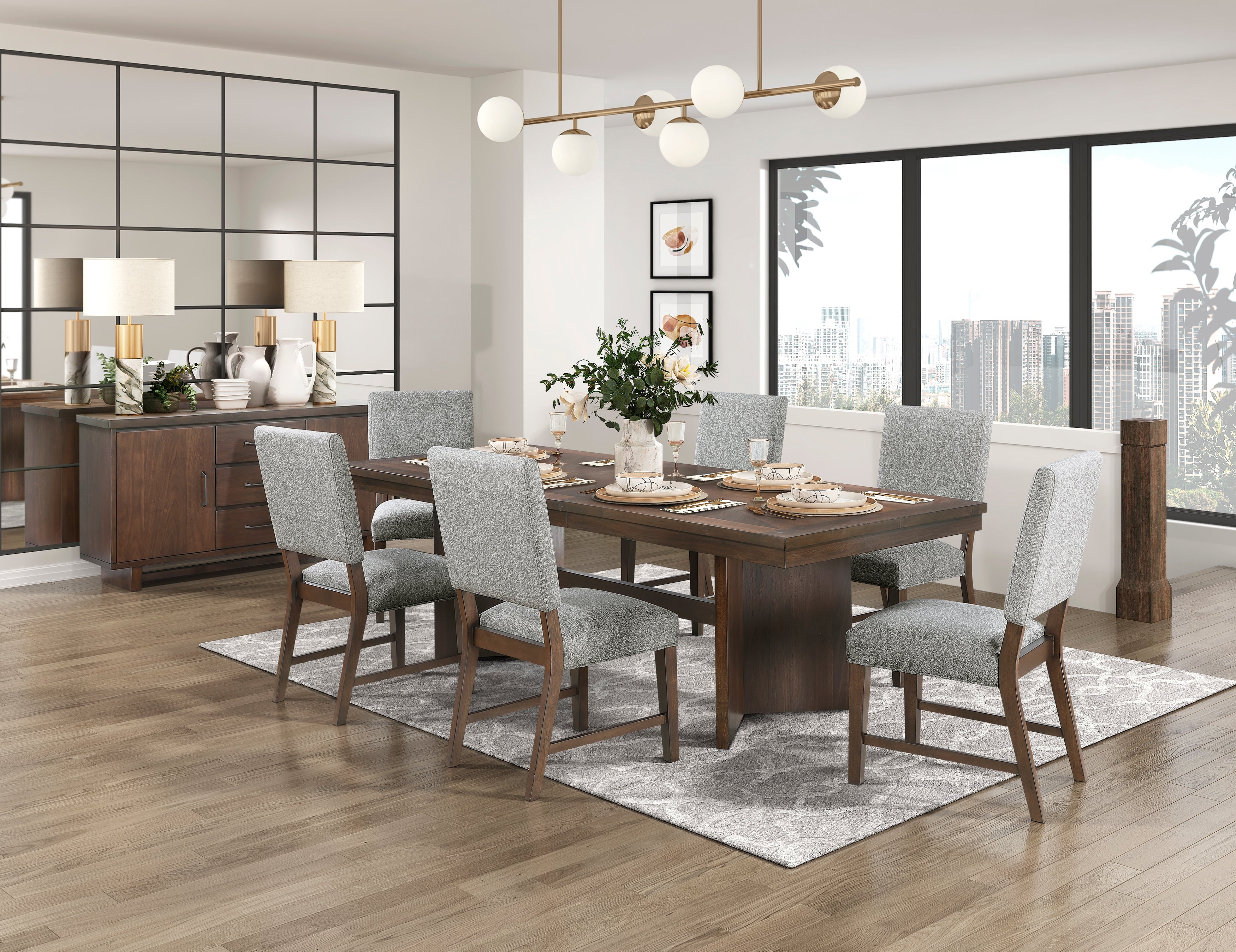 Franco Walnut/Gray Dining Set from Homelegance - Luna Furniture