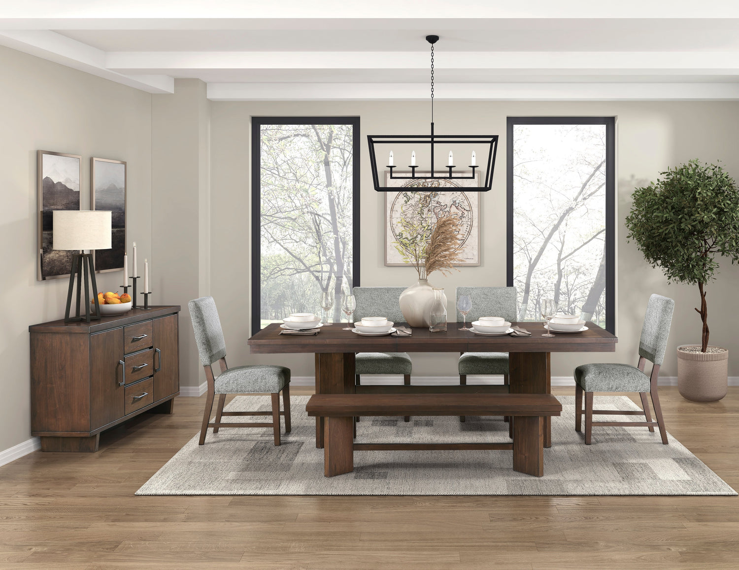 Franco Walnut/Gray Dining Set from Homelegance - Luna Furniture