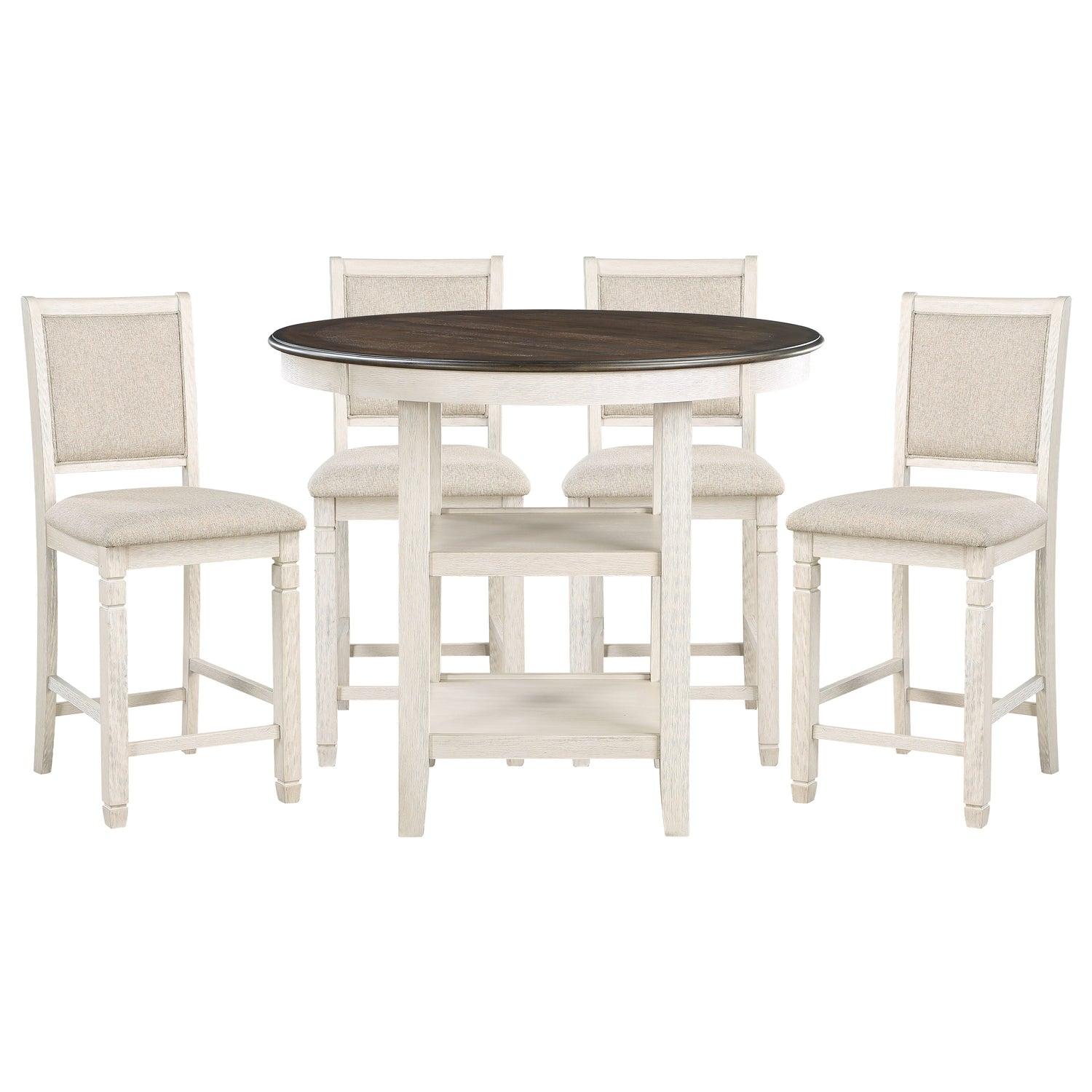 Asher Antique White/Brown Counter Height Set from Homelegance - Luna Furniture