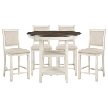Asher Antique White/Brown Counter Height Set from Homelegance - Luna Furniture