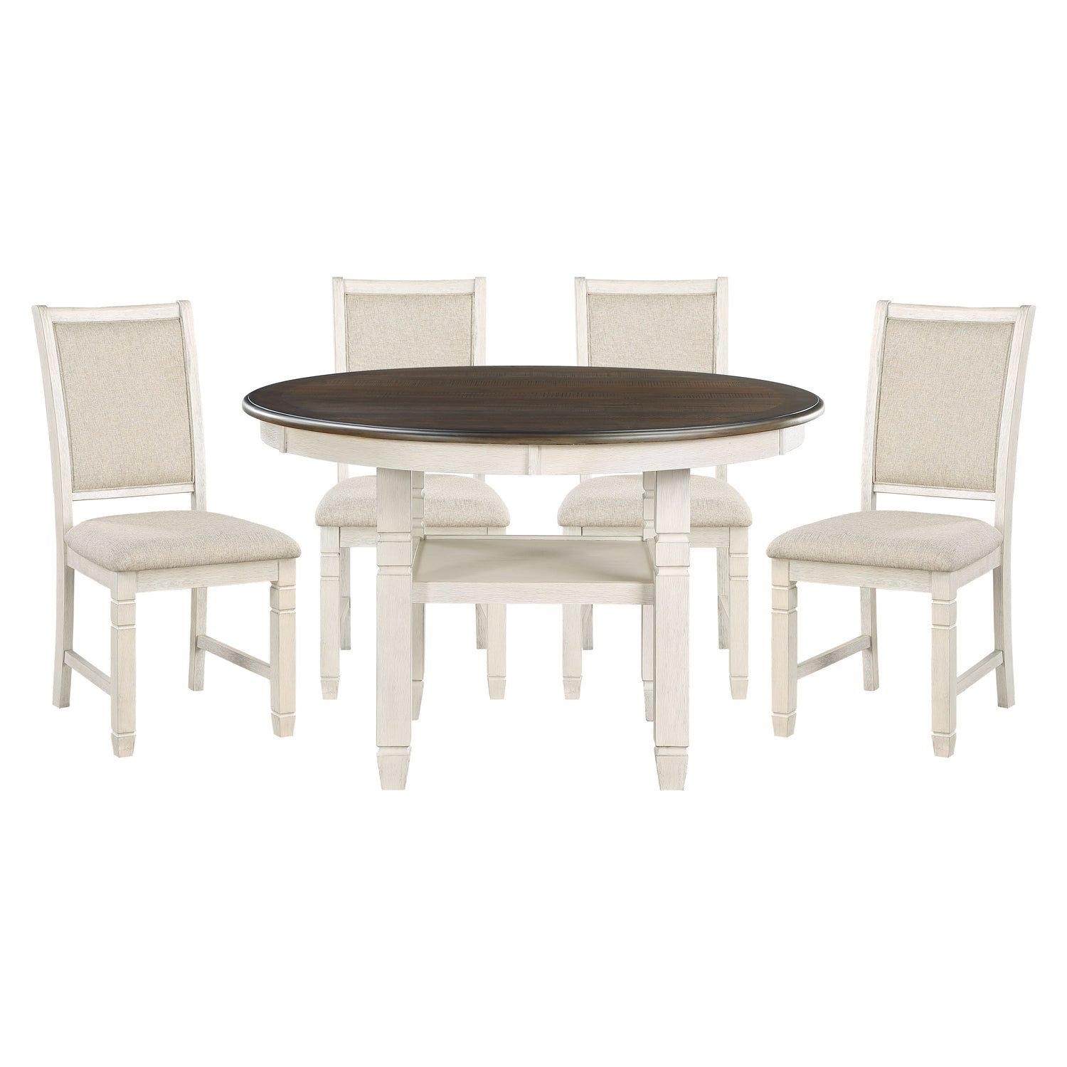 Asher Antique White/Brown Dining Set from Homelegance - Luna Furniture