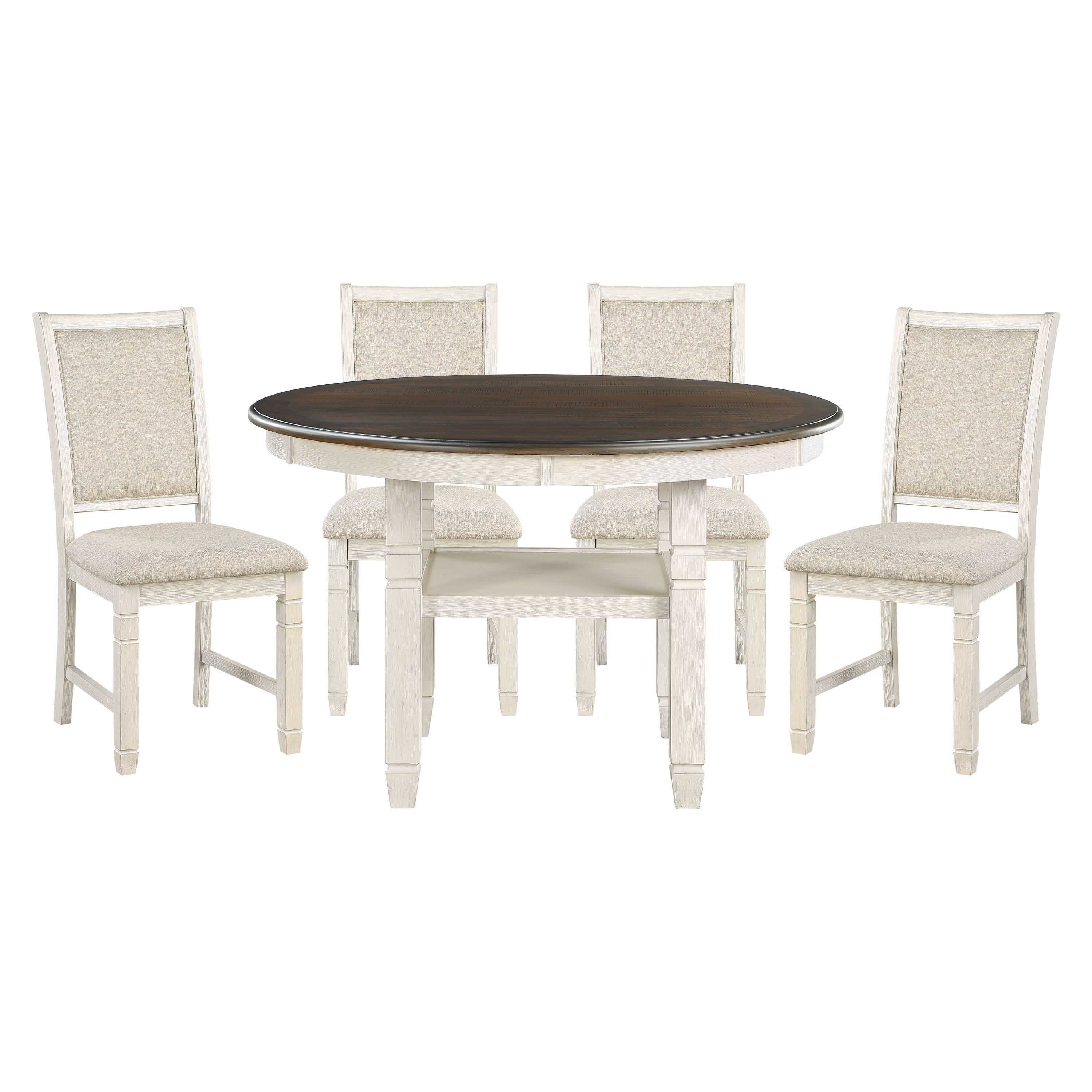 Asher Antique White/Brown Dining Set from Homelegance - Luna Furniture