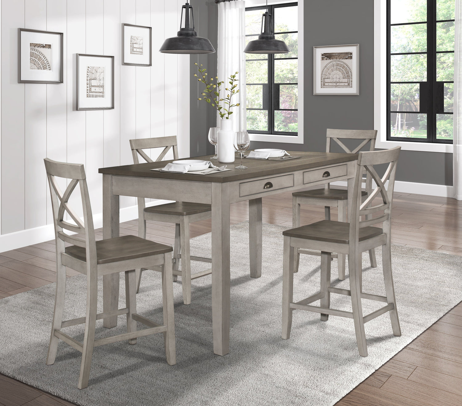 Brightleaf Brown/Light Gray Counter Height Set from Homelegance - Luna Furniture