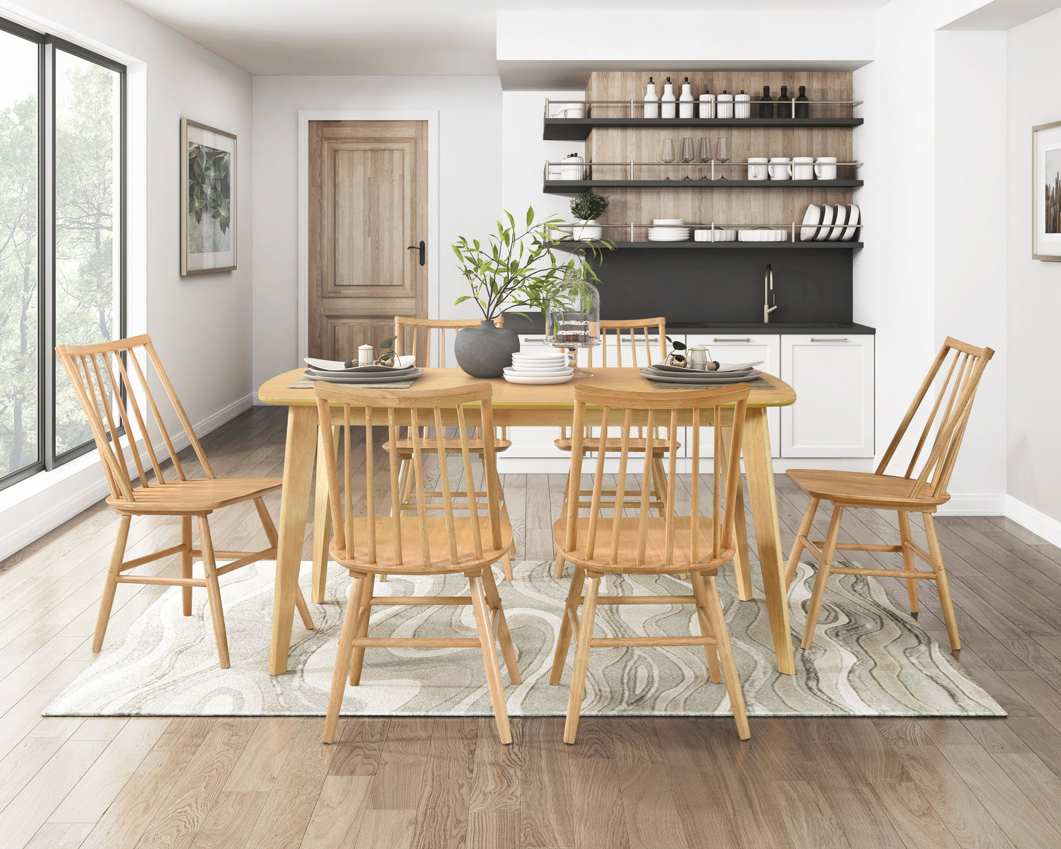Pratter Natural Oak Dining Set from Homelegance - Luna Furniture
