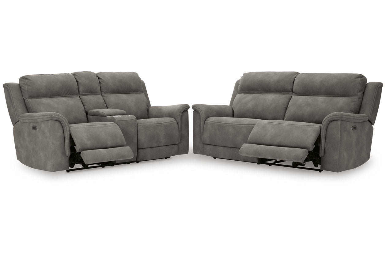 Next-Gen DuraPella Slate Power Reclining Sofa and Loveseat -  Ashley - Luna Furniture