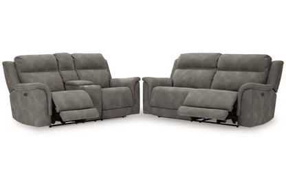 Next-Gen DuraPella Slate Power Reclining Sofa and Loveseat -  Ashley - Luna Furniture