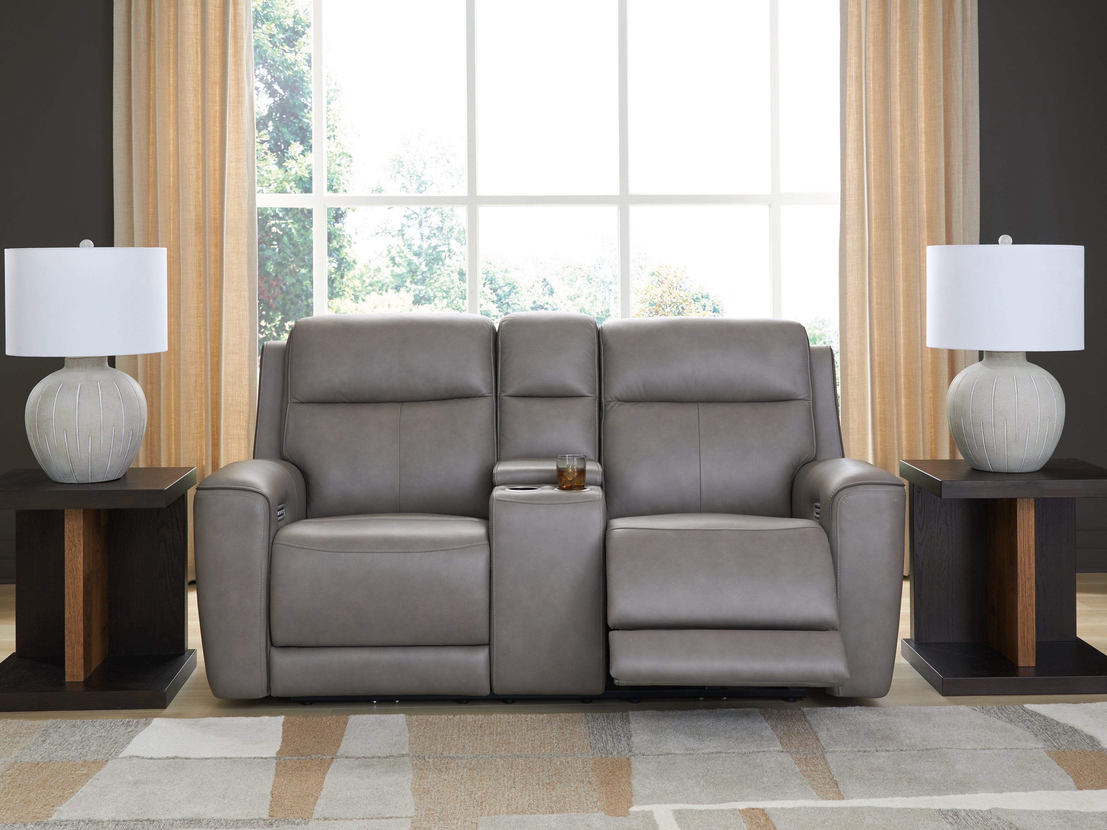 5Z-Comfort Coin Power Reclining Loveseat with Console - PCU1090018