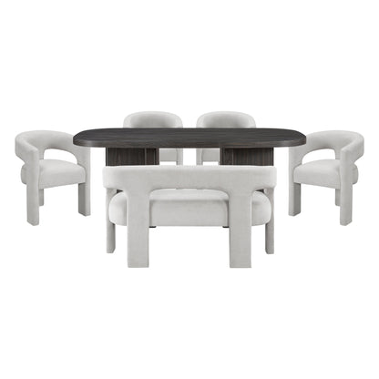 Marais Ebony/Light Gray Boucle 6-Piece Dining Set with Bench from Homelegance - Luna Furniture