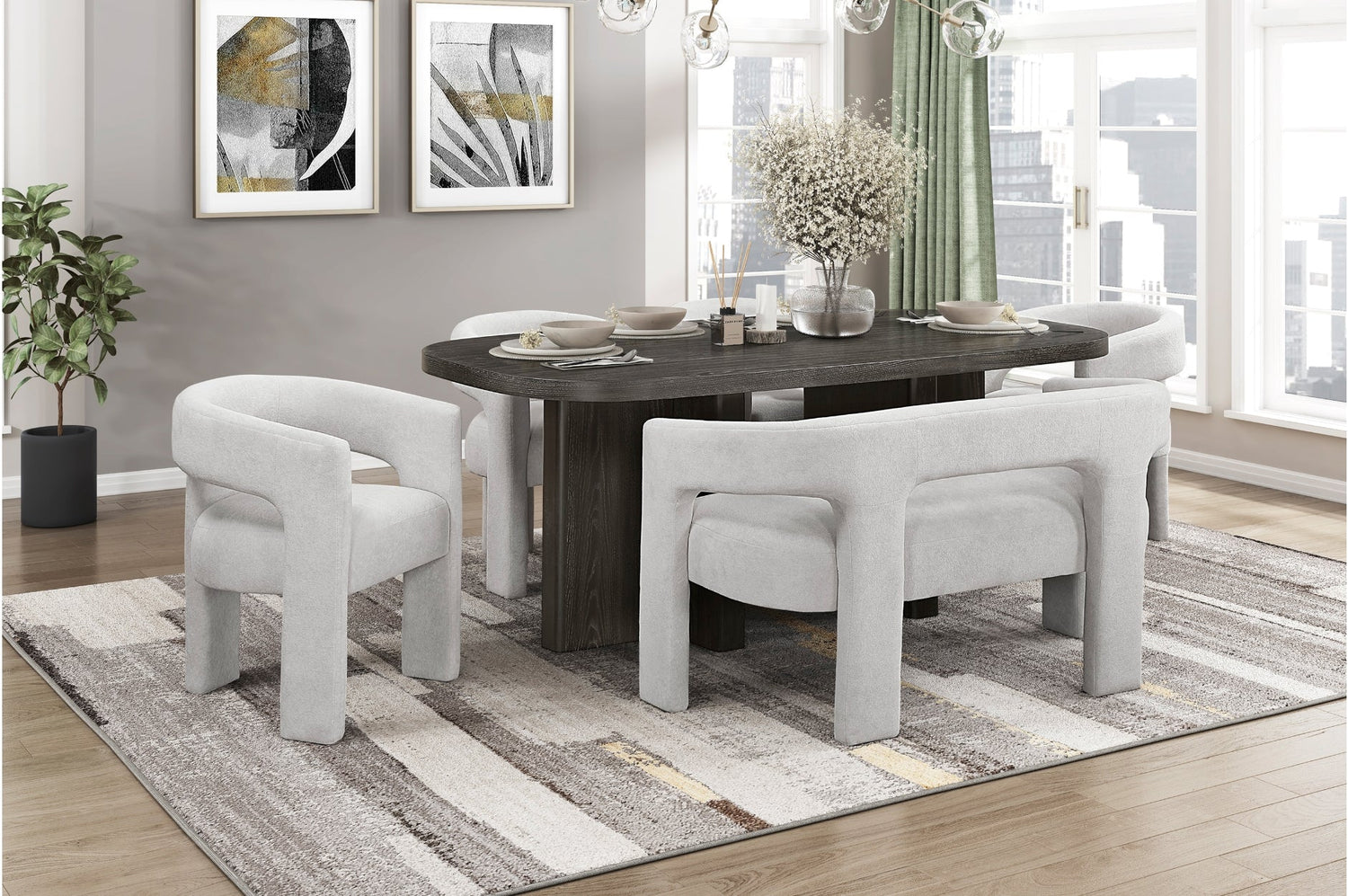Marais Ebony/Light Gray Boucle Dining Set from Homelegance - Luna Furniture