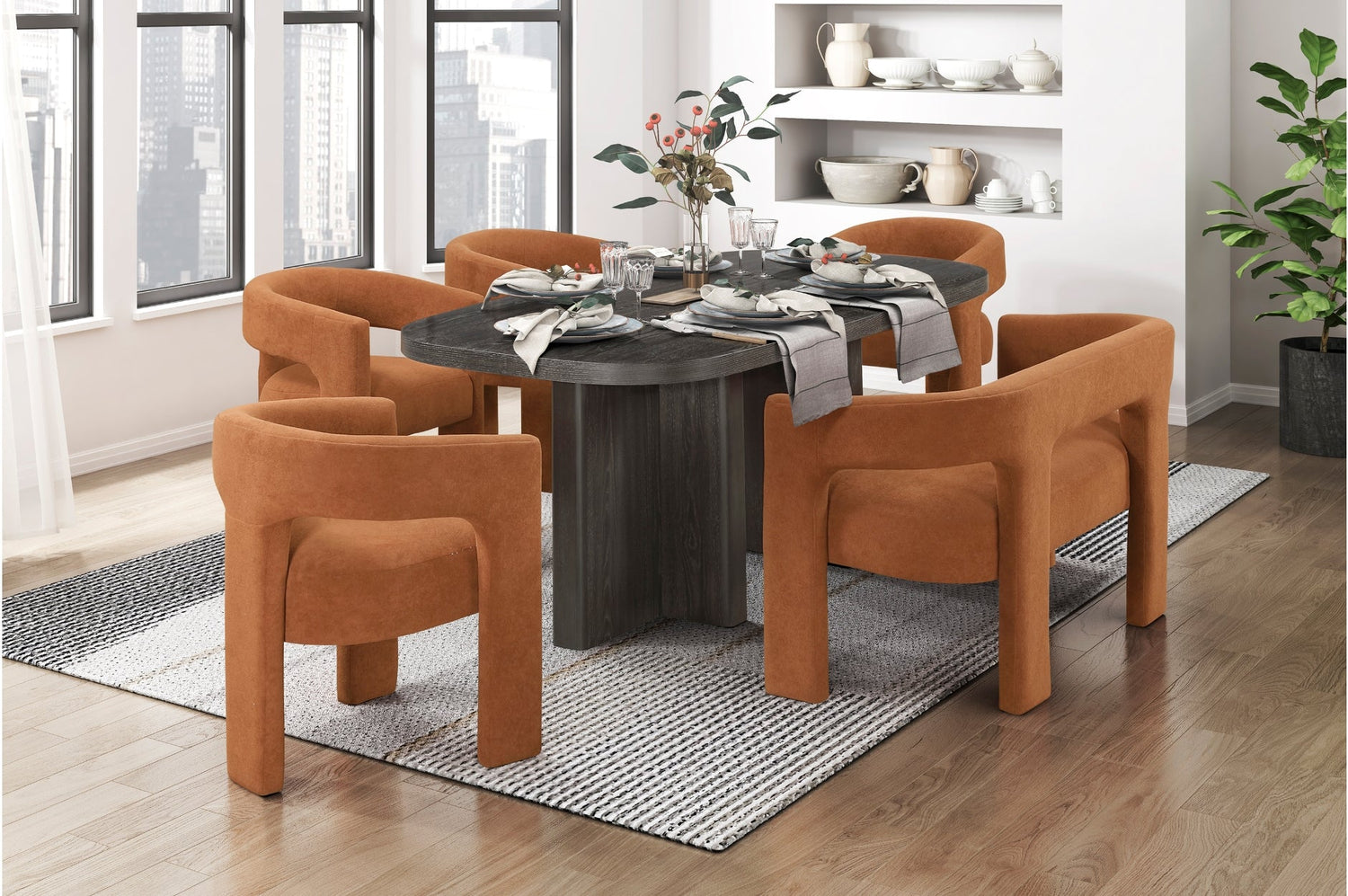 Marais Ebony/Orange Boucle Dining Set from Homelegance - Luna Furniture