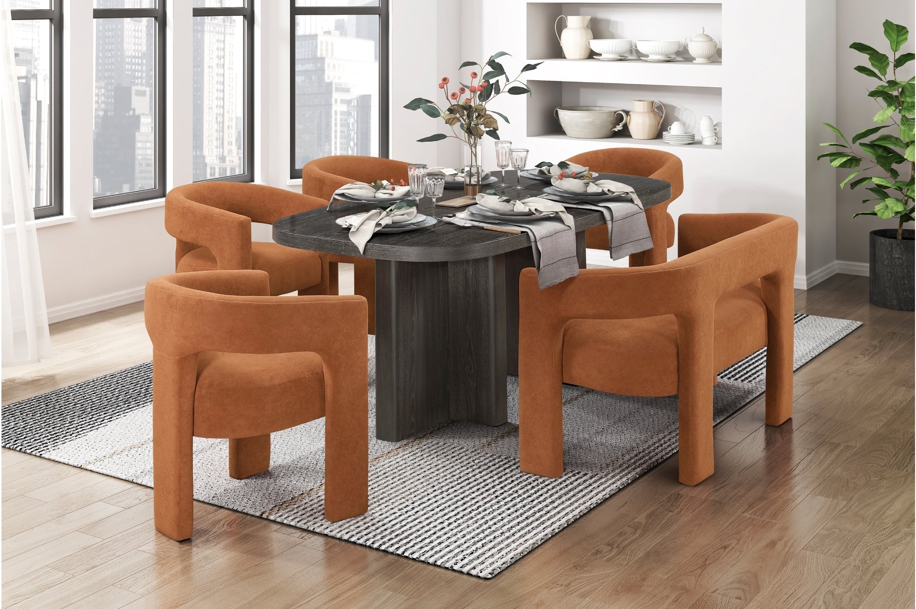 Marais Ebony/Orange Boucle Dining Set from Homelegance - Luna Furniture