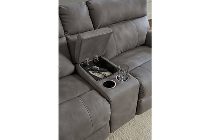 Next-Gen DuraPella Slate 3-Piece Power Reclining Sectional Loveseat with Console -  Ashley - Luna Furniture