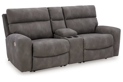 Next-Gen DuraPella Slate 3-Piece Power Reclining Sectional Loveseat with Console -  Ashley - Luna Furniture