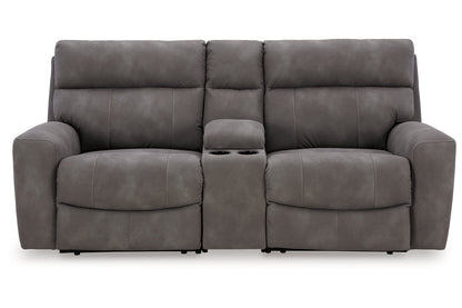 Next-Gen DuraPella Slate 3-Piece Power Reclining Sectional Loveseat with Console -  Ashley - Luna Furniture