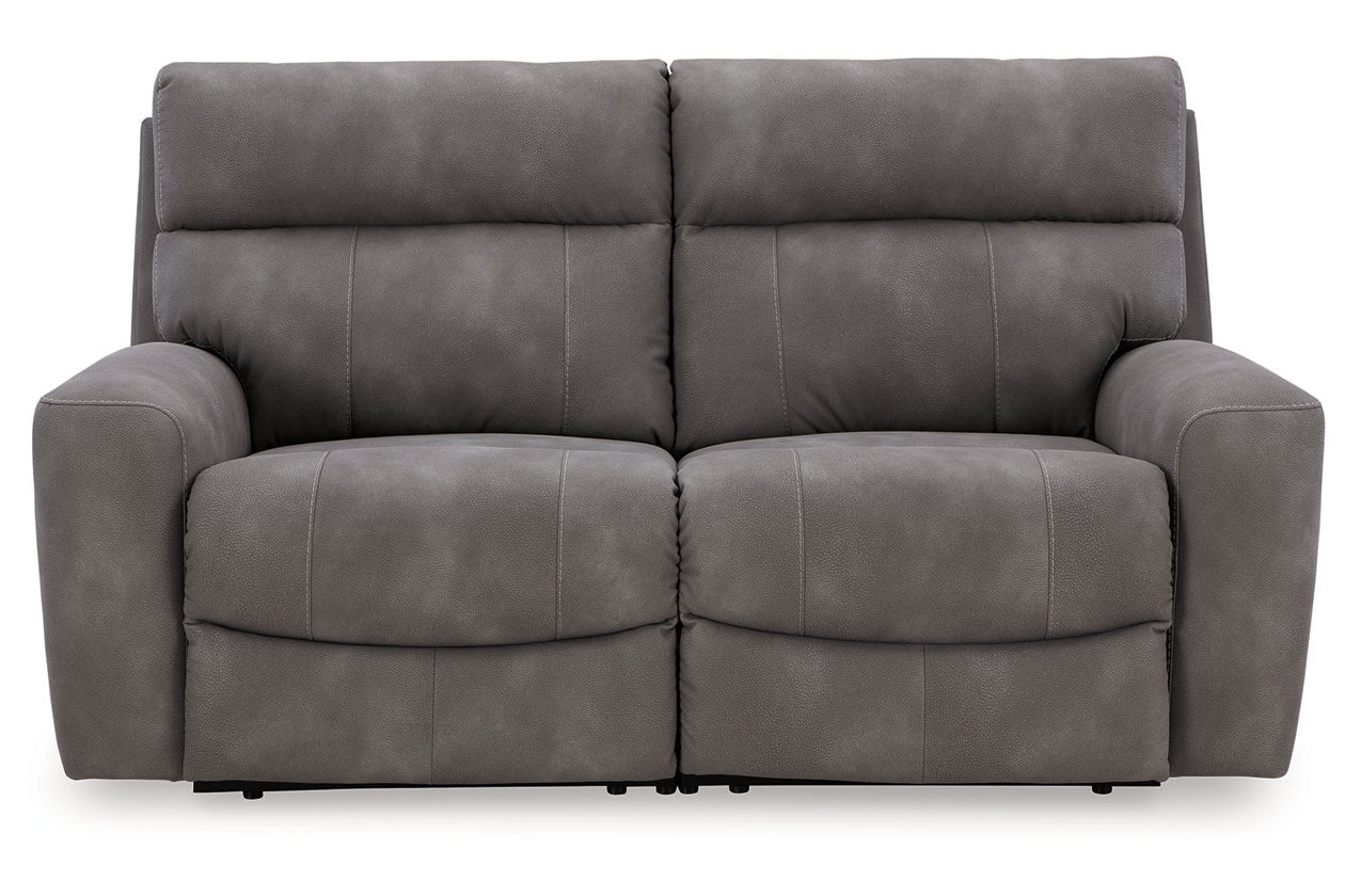 Next-Gen DuraPella Slate 2-Piece Power Reclining Sectional Loveseat -  Ashley - Luna Furniture