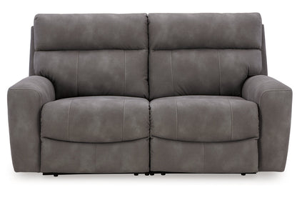 Next-Gen DuraPella Slate 2-Piece Power Reclining Sectional Loveseat -  Ashley - Luna Furniture