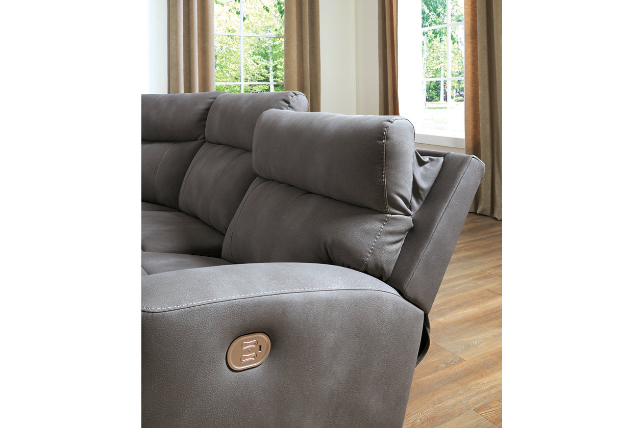 Next-Gen DuraPella Slate 2-Piece Power Reclining Sectional Loveseat -  Ashley - Luna Furniture