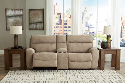 Next-Gen DuraPella Sand 3-Piece Power Reclining Sectional Loveseat with Console -  Ashley - Luna Furniture