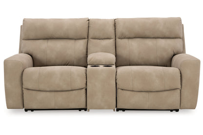 Next-Gen DuraPella Sand 3-Piece Power Reclining Sectional Loveseat with Console -  Ashley - Luna Furniture