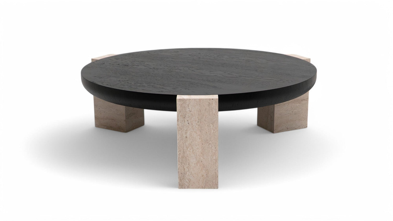 674 Black-Travertine Coffee with End Table - 674-675 BKT-COFEND