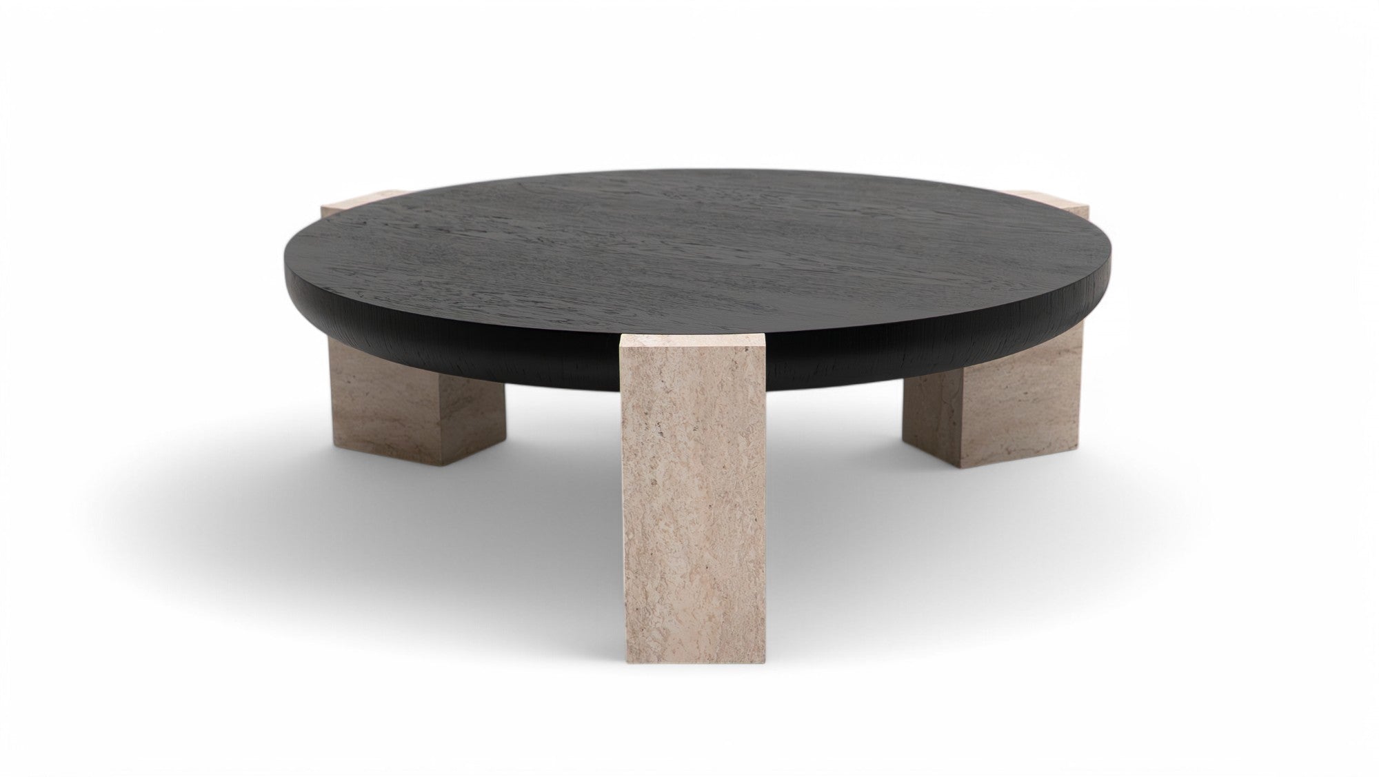 674 Black-Travertine Coffee with End Table - 674-675 BKT-COFEND