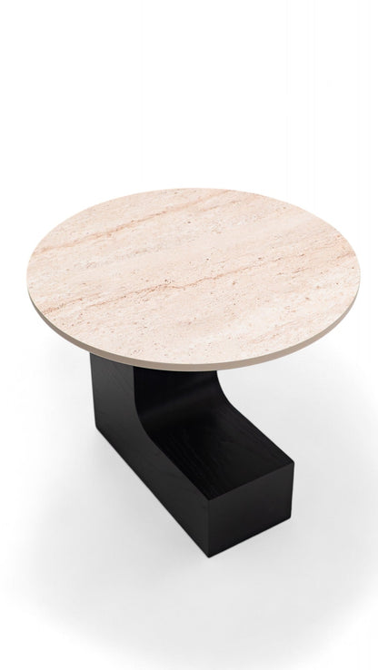 674 Black-Travertine Coffee with End Table - 674-675 BKT-COFEND