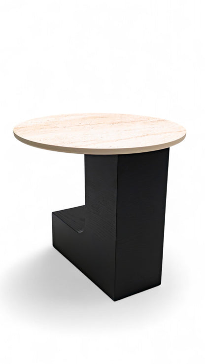 674 Black-Travertine Coffee with End Table - 674-675 BKT-COFEND