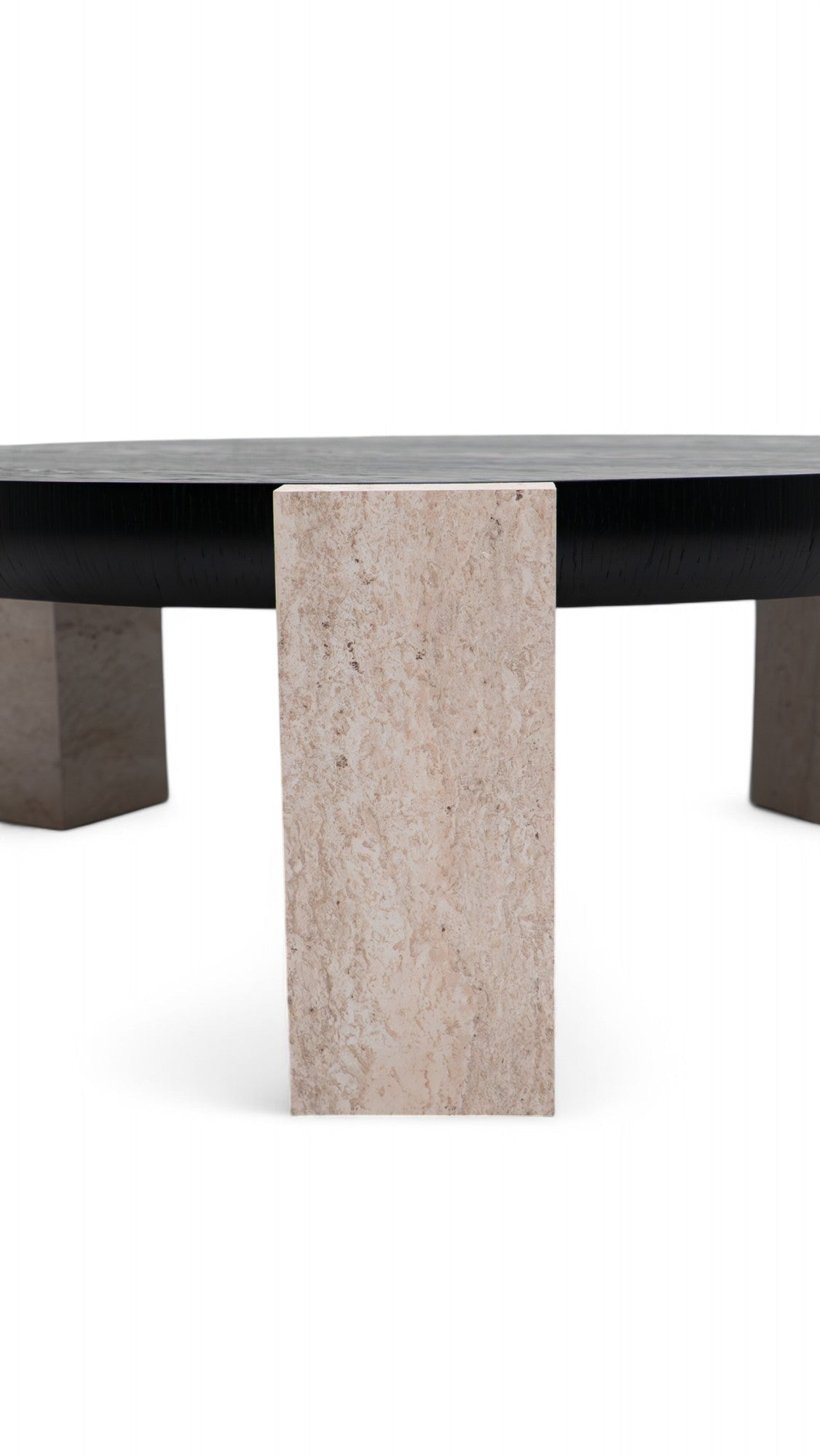 674 Black-Travertine Coffee with End Table - 674-675 BKT-COFEND