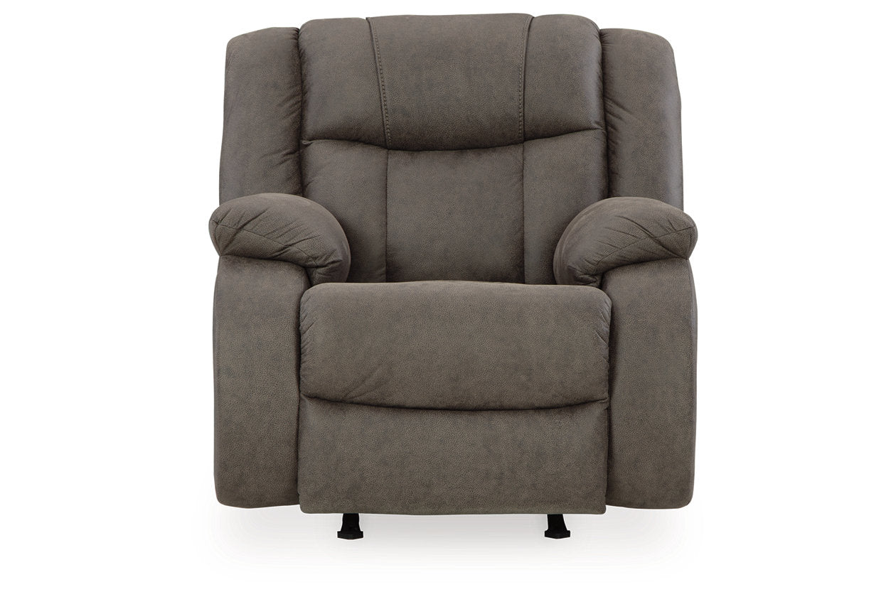 First Base Gunmetal Reclining Sofa, Loveseat and Recliner -  Ashley - Luna Furniture