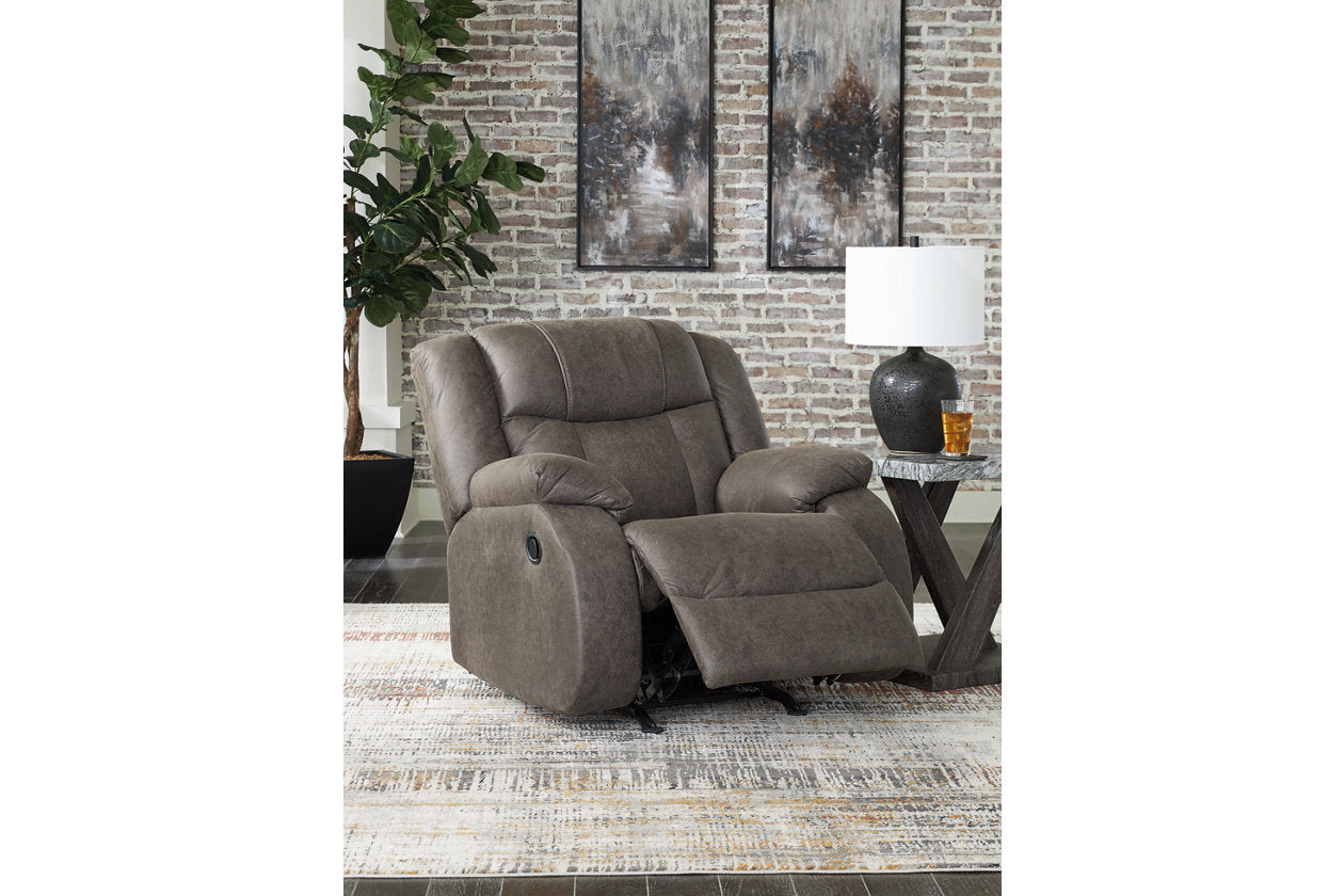 First Base Gunmetal Reclining Sofa, Loveseat and Recliner -  Ashley - Luna Furniture